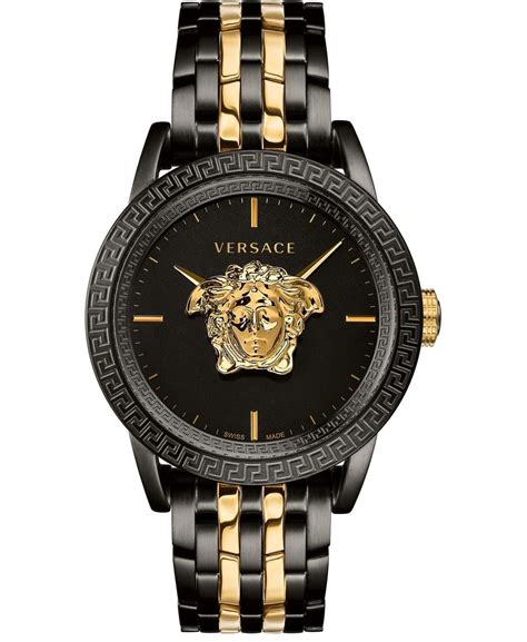 versace gold watch with leather band|Versace palazzo watch.